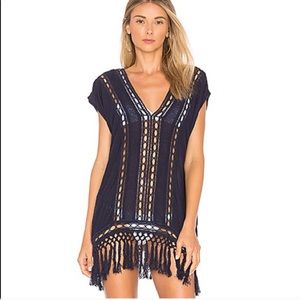 L*Space Runaway Fringe CoverUp in Midnight Blue S